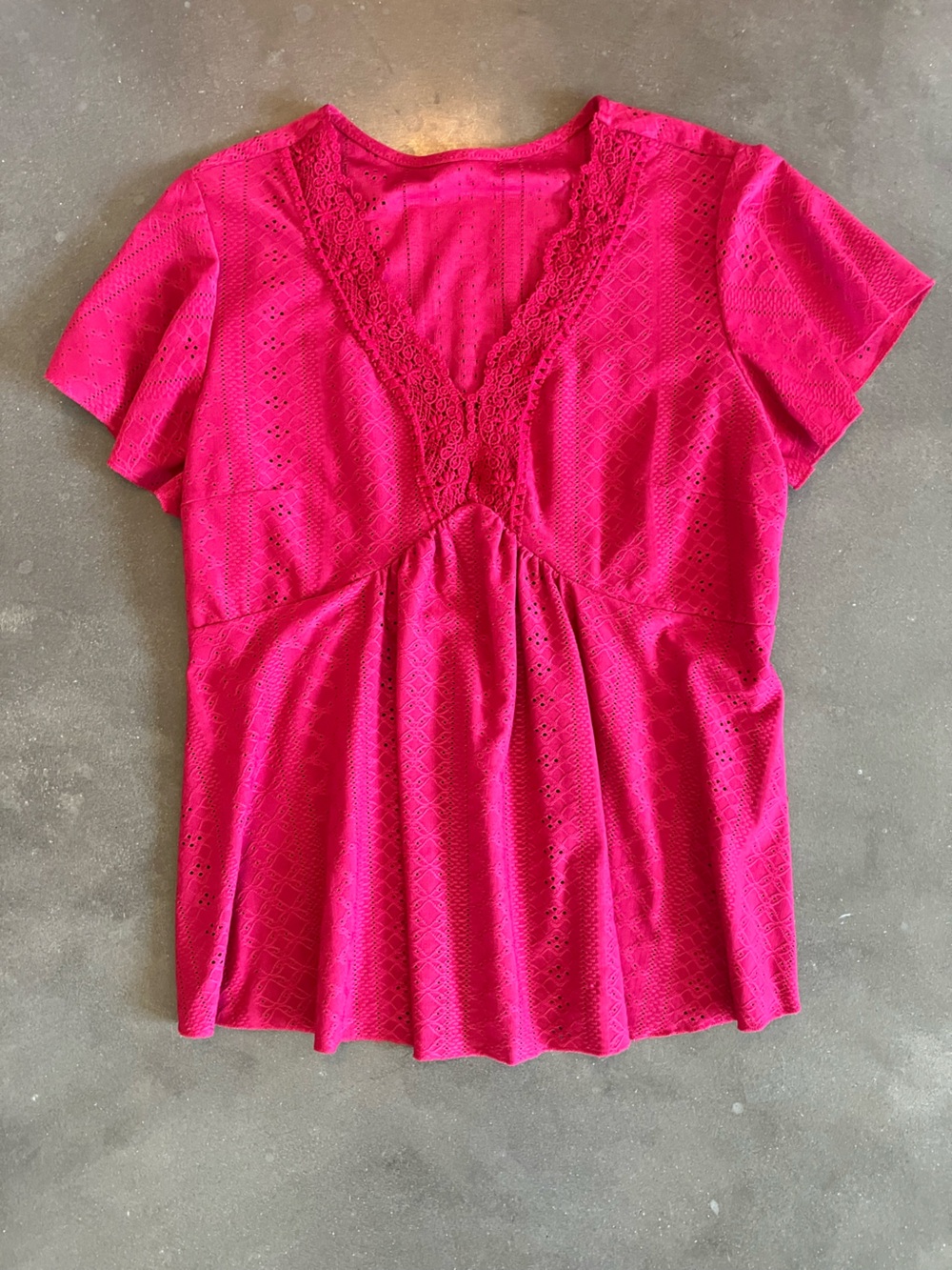 Women’s Fuchsia Lace-Detail Top